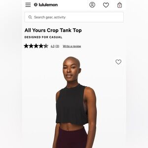 lululemon athletica Black All Yours Crop Tank Top